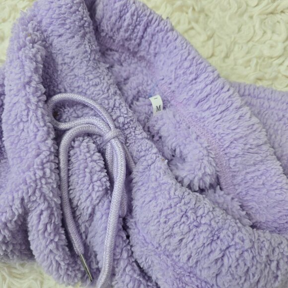 Purple Fuzzy Drawstring Shorts, Size M - Picture 3 of 3